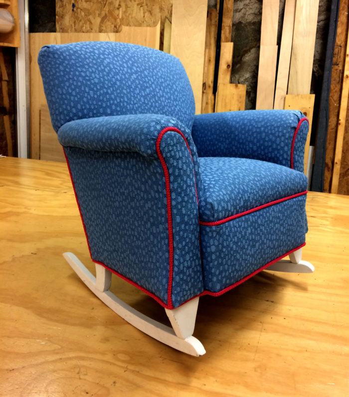 Childrens' spotted blue rocking chair